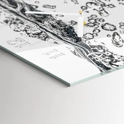Kvadratinis stiklo laikrodis Vanduo
