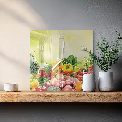 Kvadratinis stiklo laikrodis Daržovės