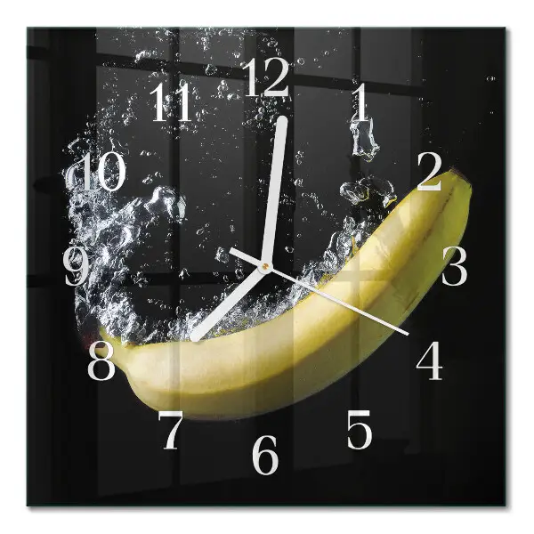 Kvadratinis stiklo laikrodis Bananas