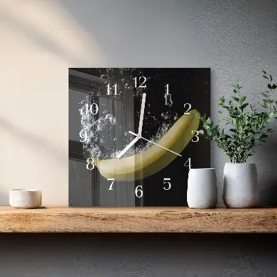 Kvadratinis stiklo laikrodis Bananas