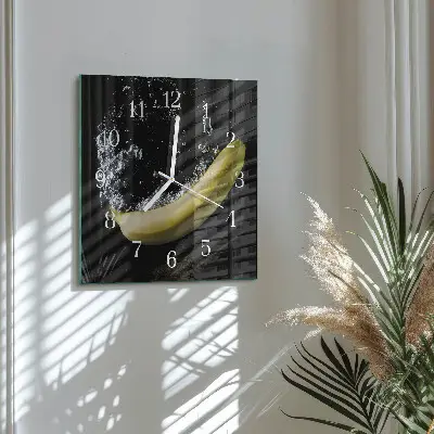 Kvadratinis stiklo laikrodis Bananas