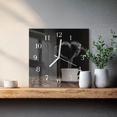Kvadratinis stiklo laikrodis Kava