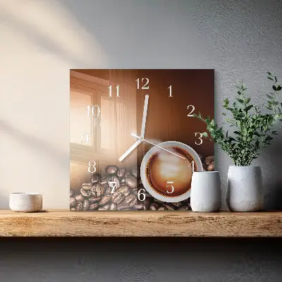 Kvadratinis stiklo laikrodis Kava