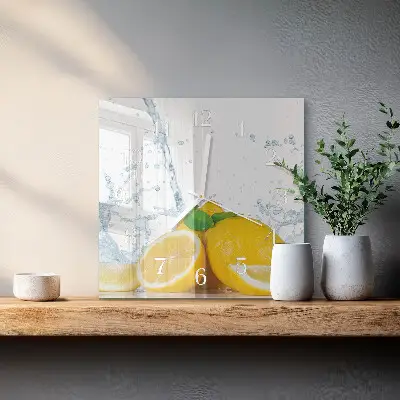 Kvadratinis stiklo laikrodis Citrusiniai vaisiai