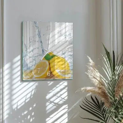 Kvadratinis stiklo laikrodis Citrusiniai vaisiai