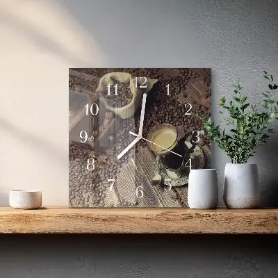 Kvadratinis stiklo laikrodis Kava