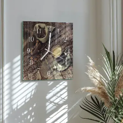 Kvadratinis stiklo laikrodis Kava