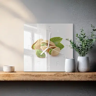 Kvadratinis stiklo laikrodis Riešutai
