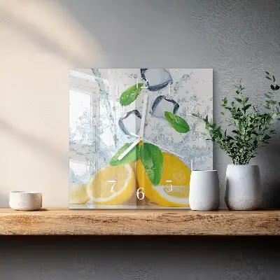 Kvadratinis laikrodis iš stiklo Citrusiniai vaisiai