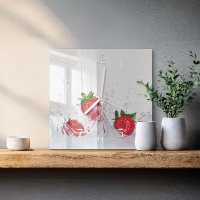 Kvadratinis stiklo laikrodis Braškė