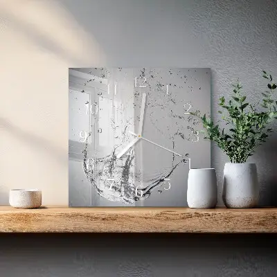 Kvadratinis laikrodis iš stiklo Vanduo
