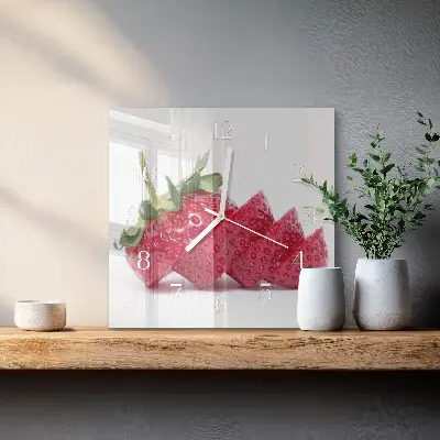 Kvadratinis stiklo laikrodis Braškė