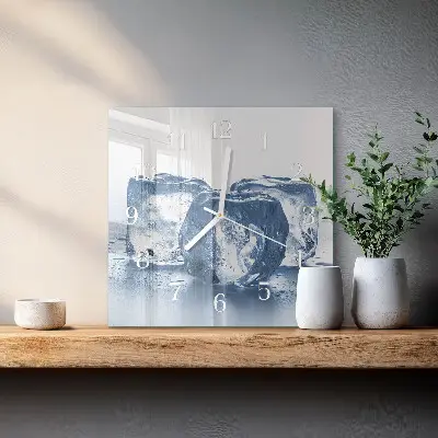 Kvadratinis stiklo laikrodis Ledas
