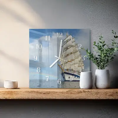 Kvadratinis stiklo laikrodis Laivas