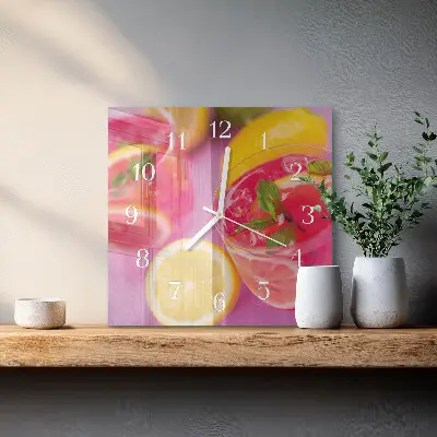 Kvadratinis stiklo laikrodis Citrusiniai vaisiai