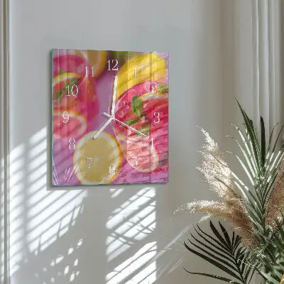 Kvadratinis stiklo laikrodis Citrusiniai vaisiai