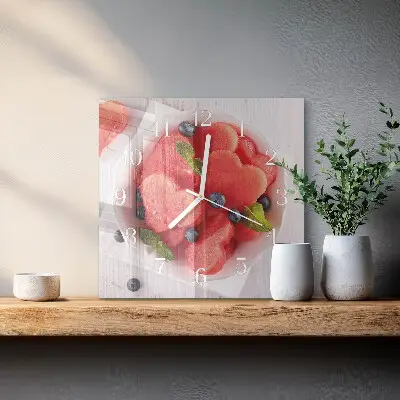 Kvadratinis stiklo laikrodis Arbūzo širdis