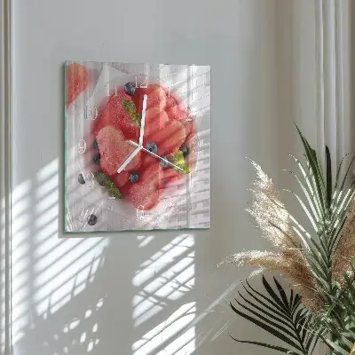 Kvadratinis stiklo laikrodis Arbūzo širdis
