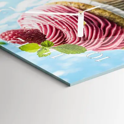 Kvadratinis laikrodis iš stiklo Aviečių keksiukas