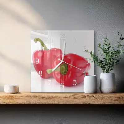 Kvadratinis stiklo laikrodis Pipirai