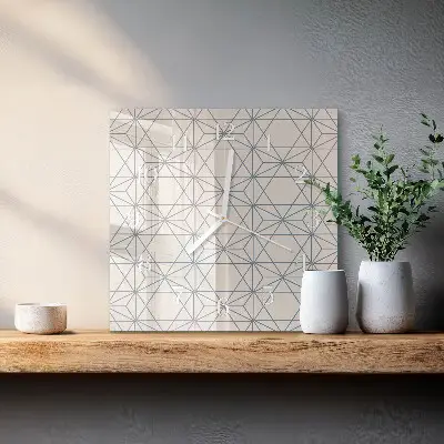 Kvadratinis stiklo laikrodis Geometrinis raštas