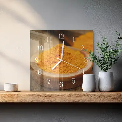 Kvadratinis laikrodis iš stiklo Ciberžolė
