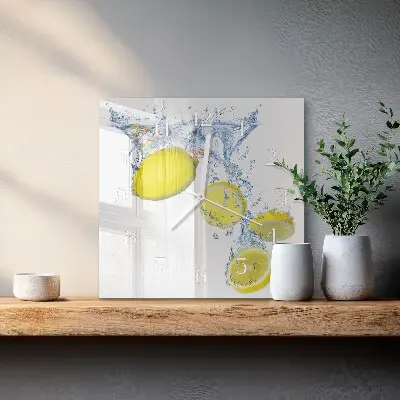 Kvadratinis laikrodis iš stiklo Citrinos