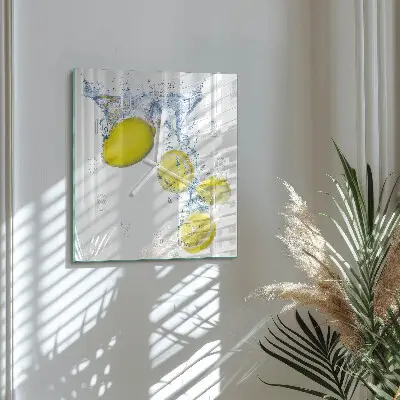 Kvadratinis laikrodis iš stiklo Citrinos