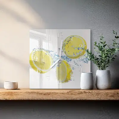 Kvadratinis laikrodis iš stiklo Citrinos