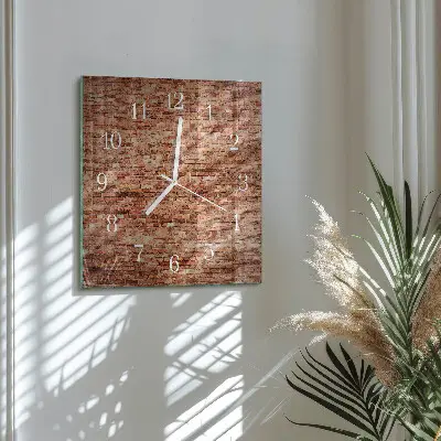 Kvadratinis stiklo laikrodis Plytų siena