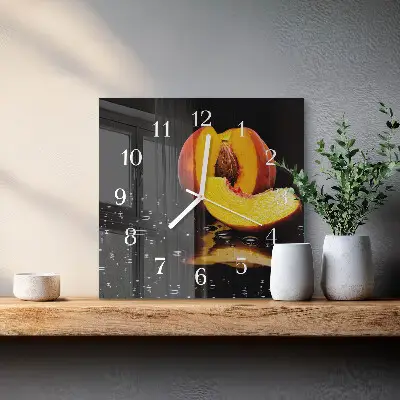 Kvadratinis laikrodis iš stiklo Persikas