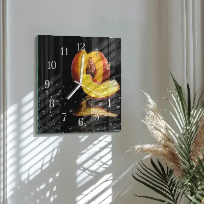 Kvadratinis laikrodis iš stiklo Persikas