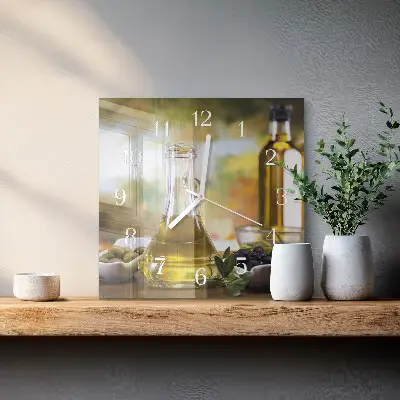 Kvadratinis stiklo laikrodis Alyvuogių aliejus