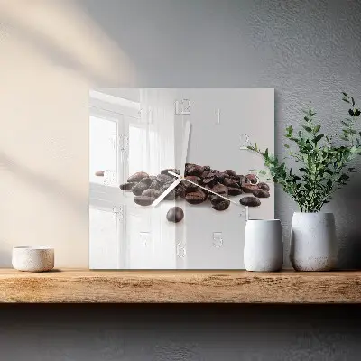 Kvadratinis laikrodis iš stiklo Kavos pupelės
