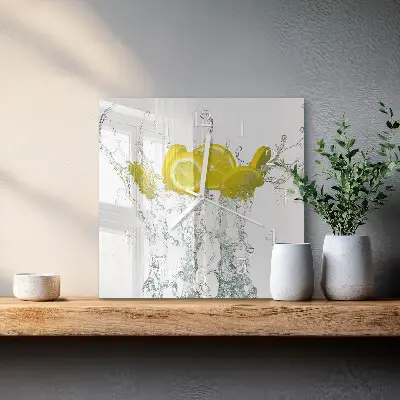 Kvadratinis laikrodis iš stiklo Vanduo su citrina