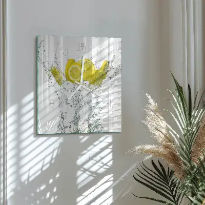 Kvadratinis laikrodis iš stiklo Vanduo su citrina
