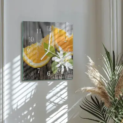 Kvadratinis stiklo laikrodis Citrusiniai vaisiai