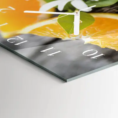 Kvadratinis stiklo laikrodis Citrusiniai vaisiai