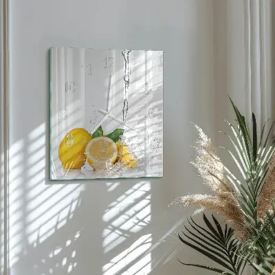 Kvadratinis laikrodis iš stiklo Citrinos