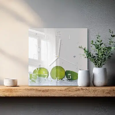 Kvadratinis stiklo laikrodis Žaliosios citrinos