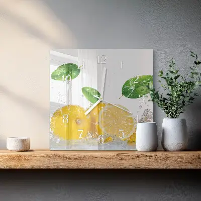 Kvadratinis stiklo laikrodis Citrusiniai vaisiai