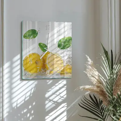 Kvadratinis stiklo laikrodis Citrusiniai vaisiai