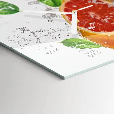 Kvadratinis laikrodis iš stiklo Greipfrutas