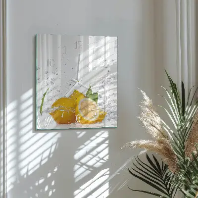 Kvadratinis laikrodis iš stiklo Citrinos