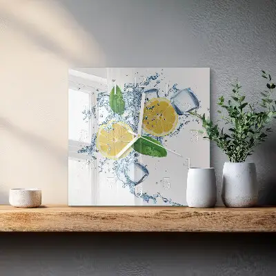 Kvadratinis stiklo laikrodis Citrusiniai vaisiai
