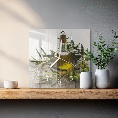 Kvadratinis stiklo laikrodis Alyvuogių aliejus