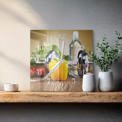 Kvadratinis stiklo laikrodis Pipirai