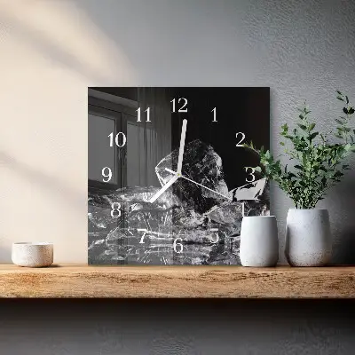 Kvadratinis laikrodis iš stiklo Ledo kubeliai