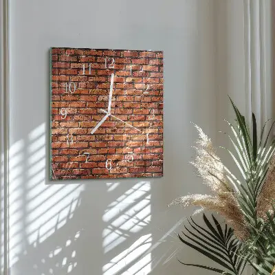 Kvadratinis stiklo laikrodis Plytų siena