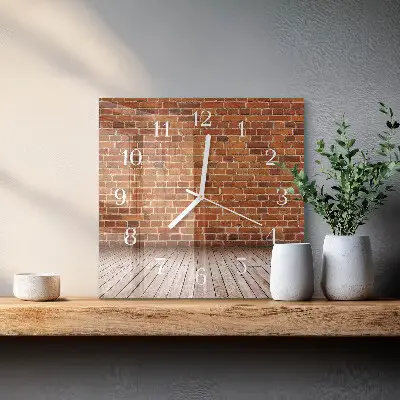 Kvadratinis laikrodis iš stiklo Plytų siena